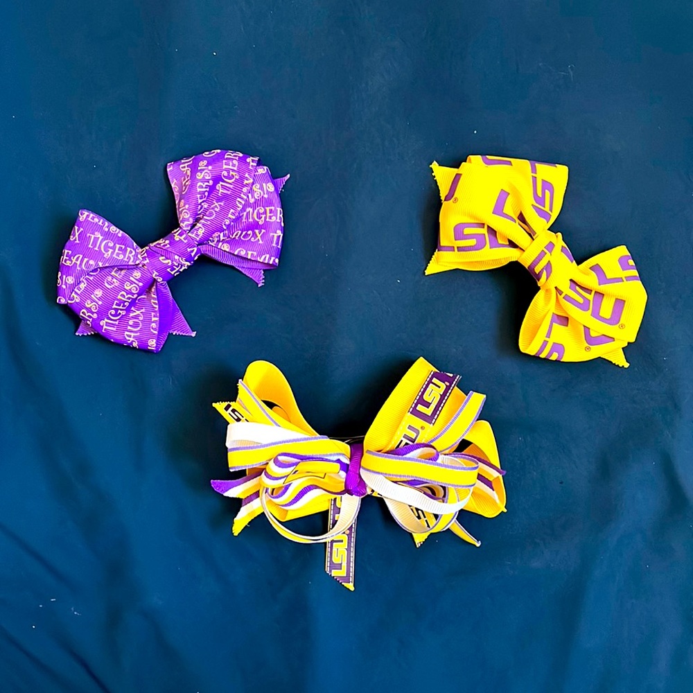 Set of 3 LSU Tigers Hair Bows